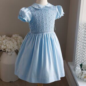 Blue Smocked Dress Rachel Riley Heritage Collection Blue Rose
